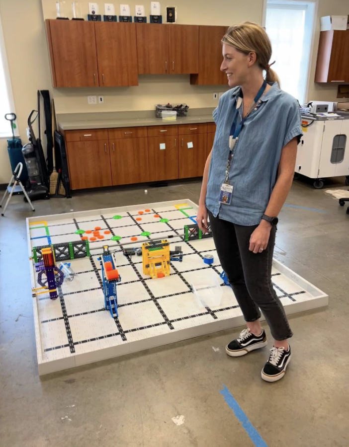 Michael shows off the Middle School robotics field. The team’s resources were affected by construction and COVID, but team members believe that Michael’s new vision for the Makerspace will make the team stronger than ever. 