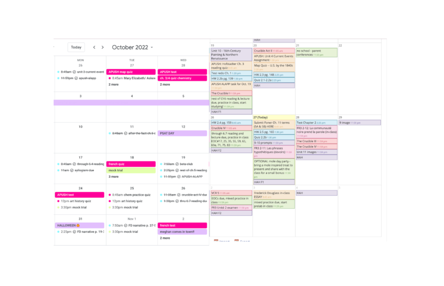 Using Google Calendar and the Schoology calendar page are two great ways to organize assignments and schoolwork. 
