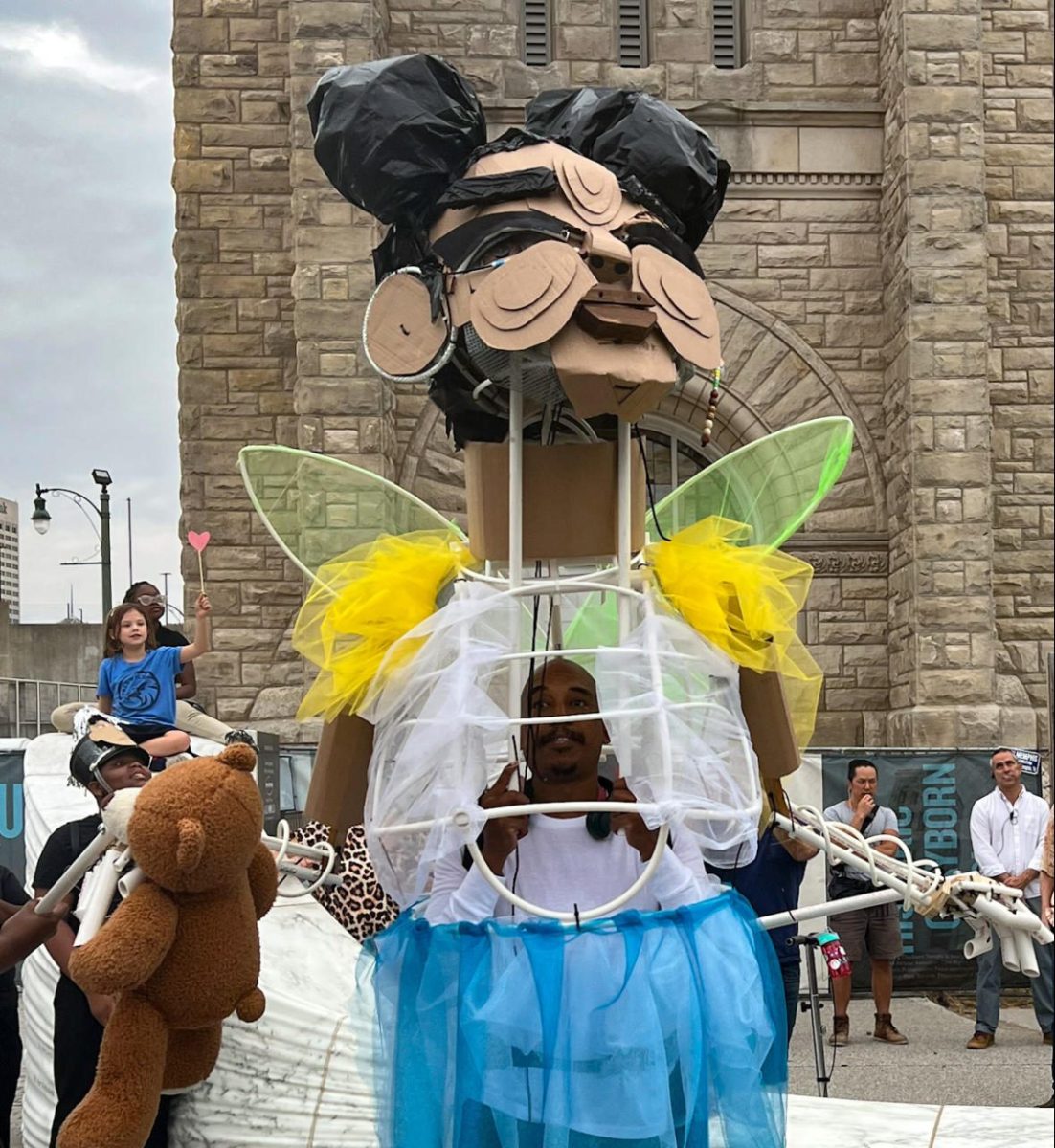 Jeghettos+eight+foot+puppet%2C+Imani%2C++stands+in+front+of+the+Historic+Clayborn+Temple+while+sporting+her+fairy+wings+and+tutu.+Imani+represents+the+new+generation+of+Memphians+and+the+hope+they+provide+for+the+future.+