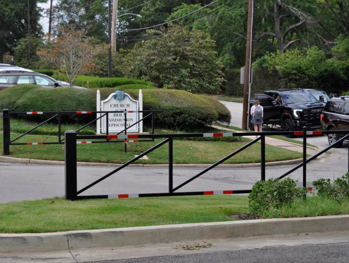 This new gate, securing one of three entrances into the senior parking lot on South Perkins Road, is also shared with the Church of Holy Communion. Five new gates were recently installed to decrease the amount of outside traffic entering the South Campus parking lots. 