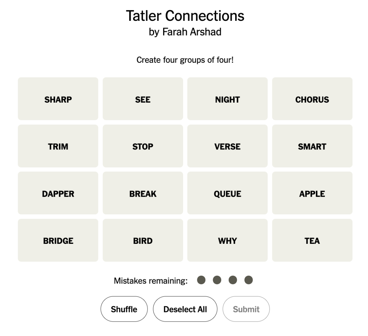 Tatler Connections Week 24