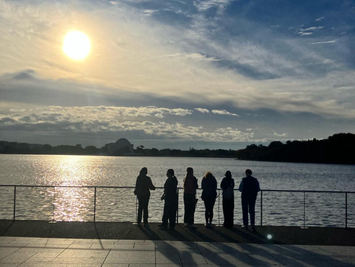 Students gaze out at the Potomac River during the eighth-grade trip to Washington, D.C. The government shutdown changed the trip itinerary significantly.