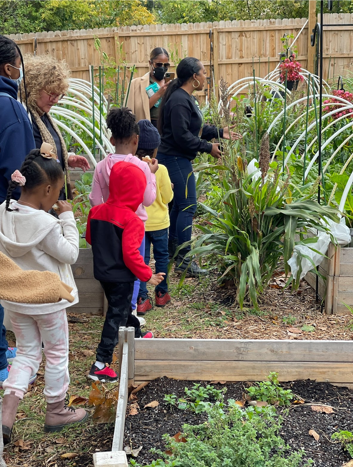 Families visit Black Seeds Urban Farms.  The garden is located near Downtown Memphis.